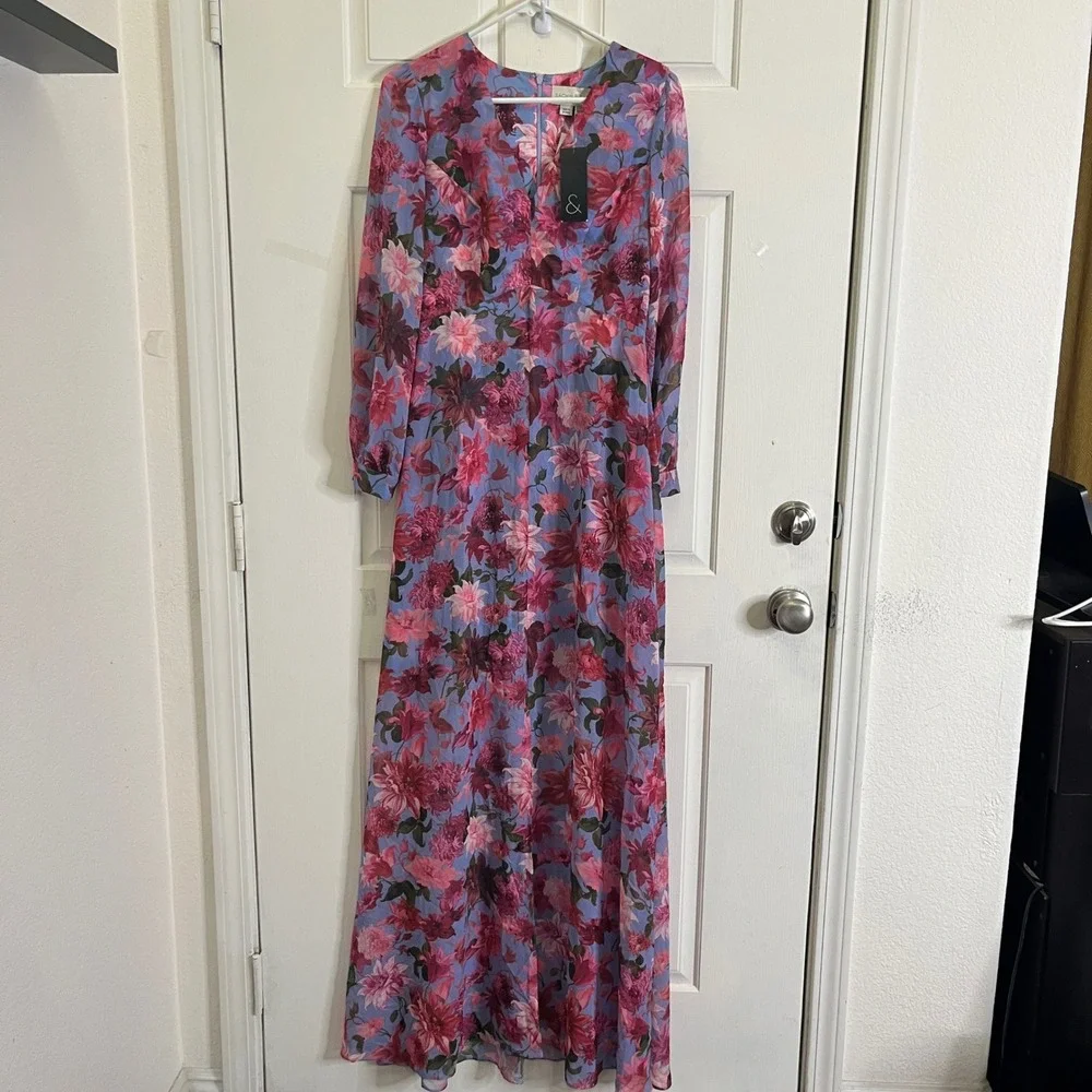 Sachin & Babi Penny Gown Women 0 Pink Periwinkle Floral Maxi‎ Dress NEW $595